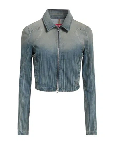 Diesel Woman Denim Outerwear Blue Size L Cotton, Viscose, Polyester, Elastane