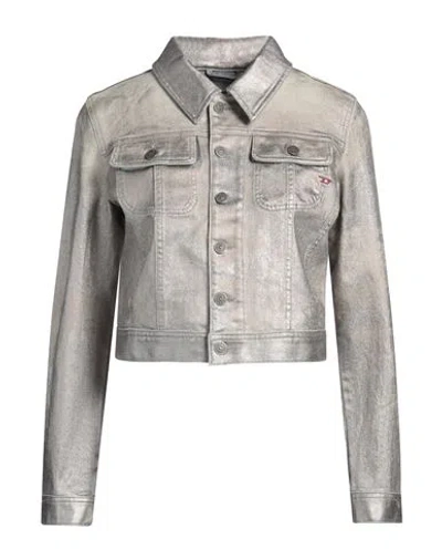 Diesel Woman Denim Outerwear Khaki Size L Cotton, Polyester, Elastane