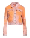 Diesel Woman Denim Outerwear Orange Size M Cotton, Elastane, Polyester In Orange