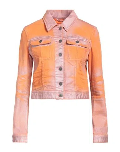 Diesel Woman Denim Outerwear Orange Size M Cotton, Elastane, Polyester