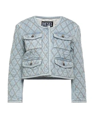 Diesel Woman Denim Outerwear Sky Blue Size L Cotton, Elastane In Blue