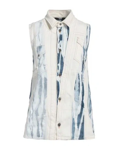 Diesel Woman Denim Outerwear White Size M Cotton, Polyester, Elastane