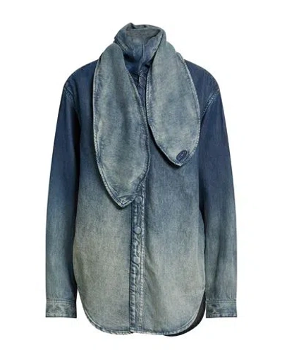 Diesel Woman Denim Shirt Blue Size L Lyocell