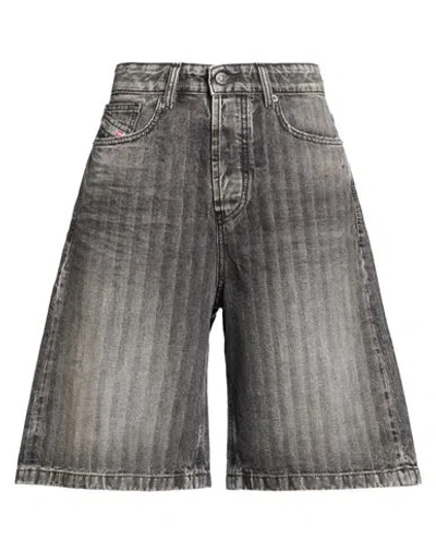 Diesel Woman Denim Shorts Black Size 28 Cotton In Gray