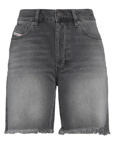 Diesel Woman Denim Shorts Black Size 30 Cotton In Gray