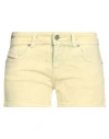 Diesel Woman Denim Shorts Pastel Yellow Size 28 Cotton, Elastane In Yellow