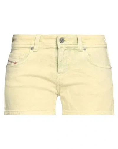 Diesel Woman Denim Shorts Pastel Yellow Size 28 Cotton, Elastane