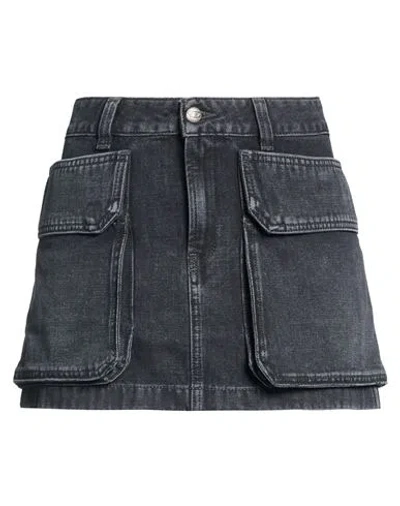 Diesel Woman Denim Skirt Black Size 27 Cotton, Modal
