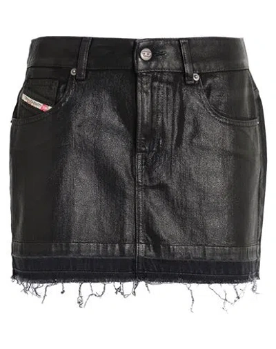 Diesel Woman Denim Skirt Black Size 32 Cotton, Lyocell