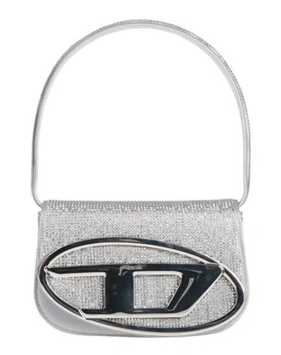 Diesel Woman Handbag Light Grey Size - Cow Leather, Polyamide, Zamak, Brass, Iron In Gray