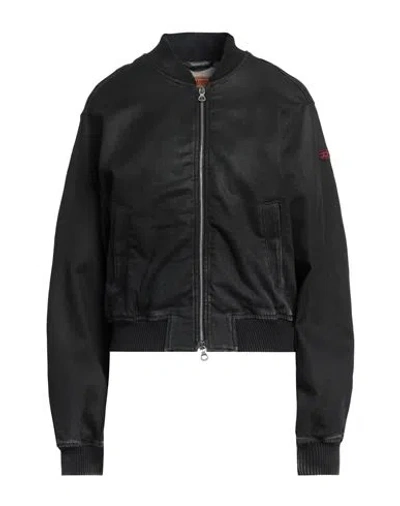 Diesel Woman Jacket Black Size L Cotton, Elastane
