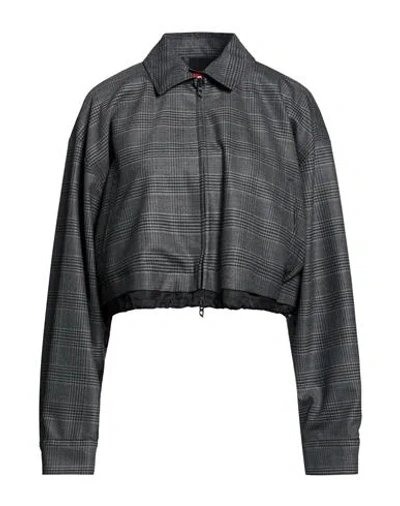 Diesel Woman Jacket Grey Size 10 Polyester, Virgin Wool, Elastane In Gray