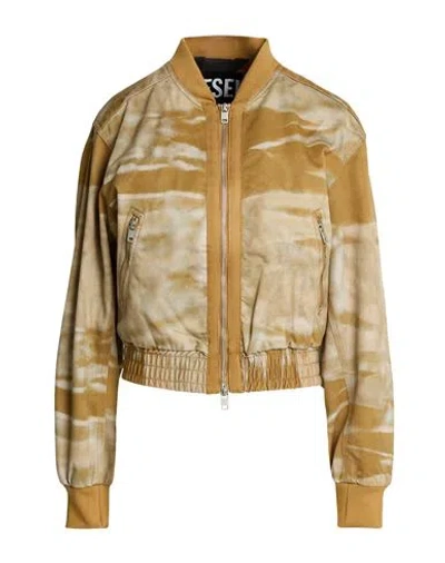 Diesel Woman Jacket Khaki Size 2 Cotton In Neutral