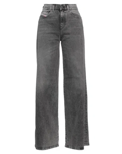 Diesel Woman Jeans Black Size 32w-30l Cotton, Elastane, Cow Leather In Gray