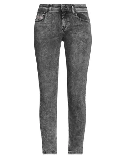 Diesel Woman Jeans Black Size 32w-30l Cotton, Elastomultiester, Elastane In Gray