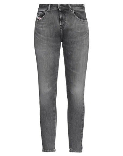 Diesel Woman Jeans Black Size 32w-30l Cotton, Elastomultiester, Elastane In Gray