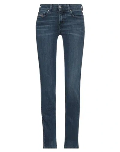 Diesel Woman Jeans Blue Size 26w-32l Cotton, Polyester, Elastane, Bovine Leather