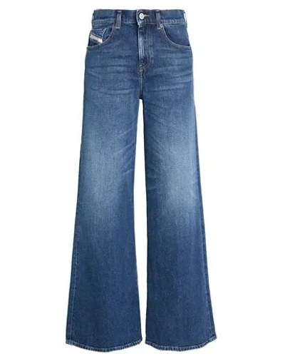 DIESEL DIESEL WOMAN JEANS BLUE SIZE 31W-32L COTTON, ELASTANE