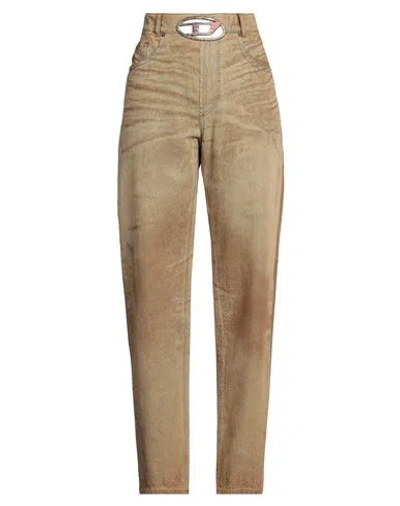 Diesel Woman Jeans Camel Size 26 Cotton In Beige