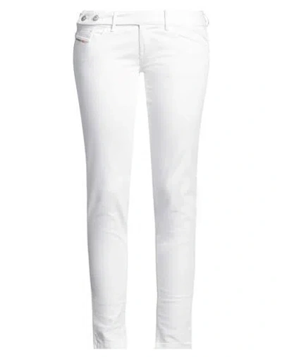 Diesel Woman Jeans White Size 29w-32l Cotton, Elastane