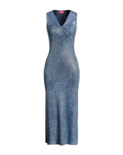 Diesel Woman Maxi Dress Blue Size L Cotton