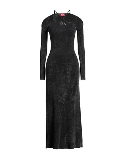 Diesel Woman Maxi Dress Charcoal Size L Cotton, Elastane In Gray