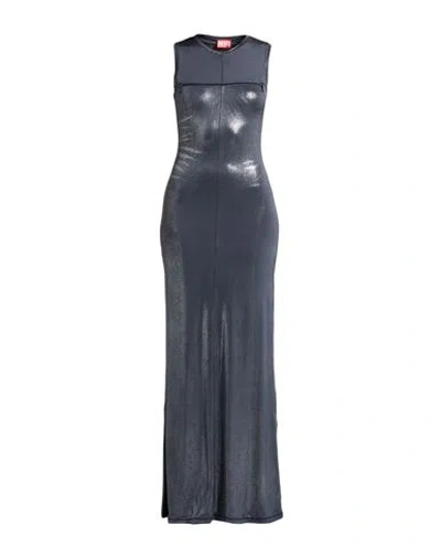 Diesel Woman Maxi Dress Navy Size L Acetate, Elastane