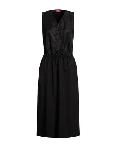 Diesel Woman Midi Dress Black Size 10 Polyester, Virgin Wool, Elastane