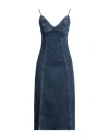 Diesel Woman Midi Dress Blue Size L Cotton, Elastane