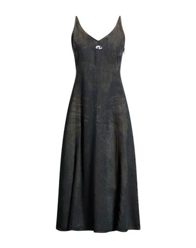 Diesel Woman Midi Dress Blue Size L Lyocell In Black