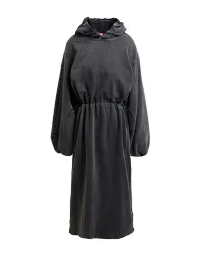 Diesel Woman Midi Dress Charcoal Size L Cotton In Gray