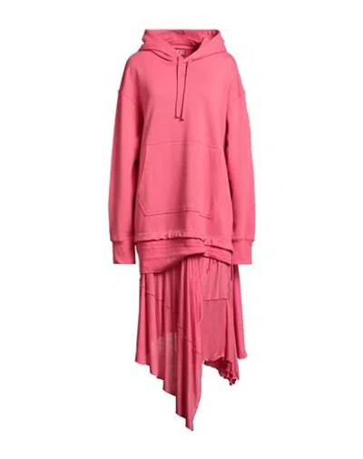 Diesel Woman Midi Dress Fuchsia Size M Cotton, Viscose In Pink