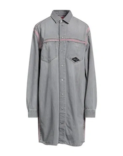 Diesel Woman Midi Dress Grey Size L Cotton