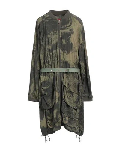 Diesel Woman Midi Dress Military Green Size 10 Rayon, Elastane