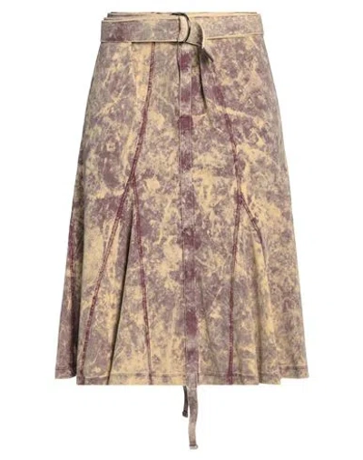 Diesel Woman Midi Skirt Burgundy Size Xl Cotton, Elastane In Brown