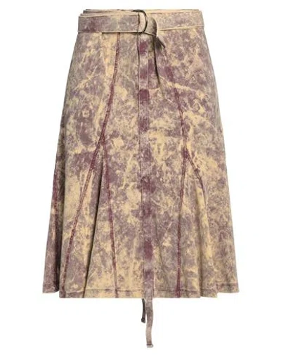 Diesel Woman Midi Skirt Burgundy Size S Cotton, Elastane In Red