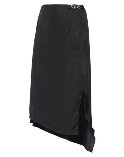 Diesel Woman Midi Skirt Charcoal Size 10 Cupro, Modal In Grey