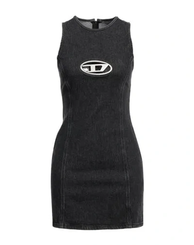 DIESEL DIESEL WOMAN MINI DRESS BLACK SIZE M COTTON, ELASTANE