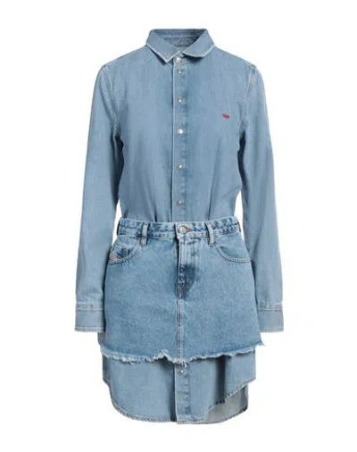 Diesel Woman Mini Dress Blue Size L Cotton