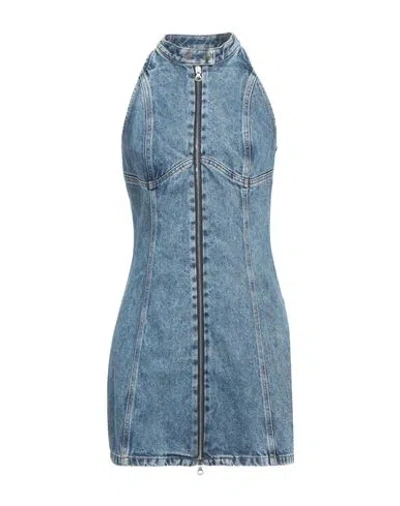 Diesel Woman Mini Dress Blue Size L Cotton, Elastane