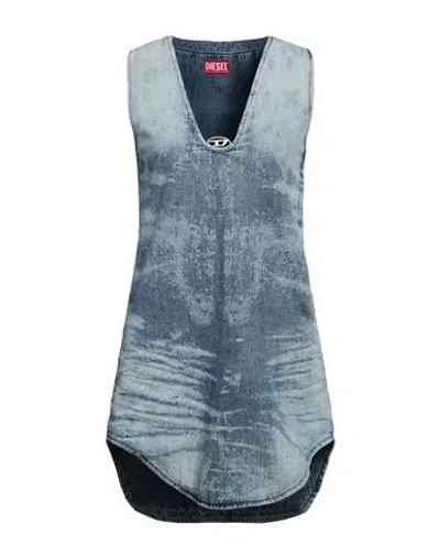 Diesel Woman Mini Dress Blue Size S Cotton In Multi