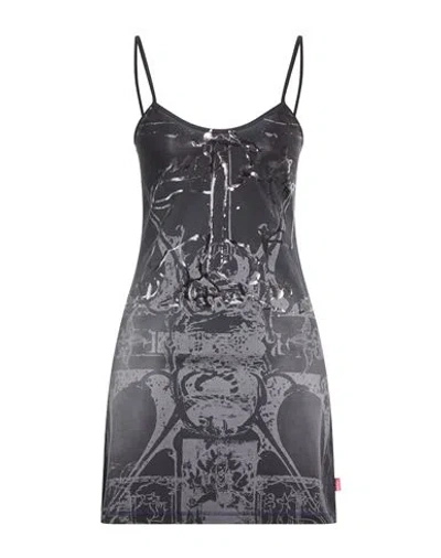 Diesel D-longy Metallic-print Slip Dress In Black