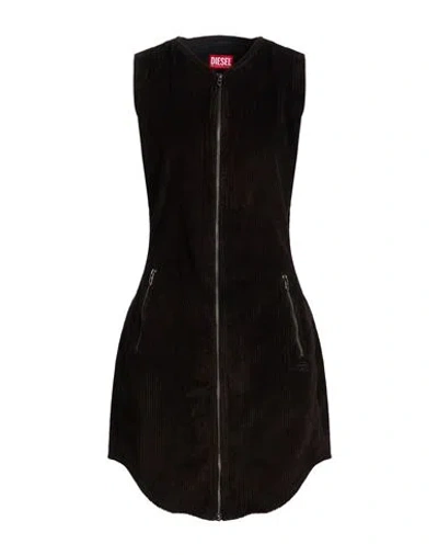 Diesel Woman Mini Dress Dark Brown Size 10 Cotton, Elastane In Black