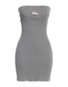 Diesel Women Grey Stretch Cotton Blend Mini Dress