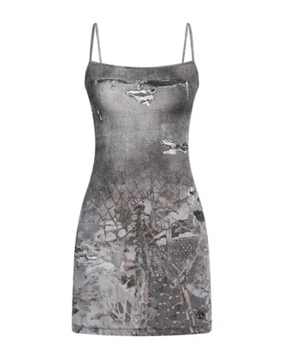 Diesel Woman Mini Dress Lead Size L Polyamide, Elastane In Grey