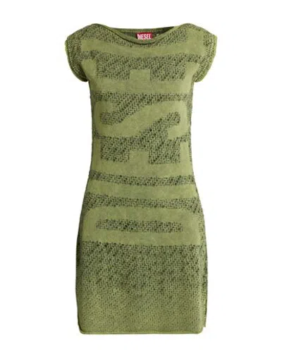 Diesel Woman Mini Dress Military Green Size Xs Cotton