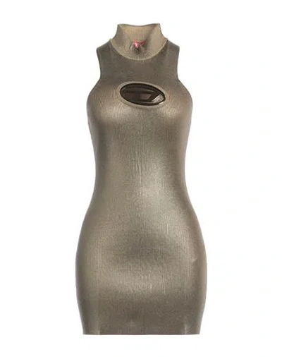 Diesel Woman Mini Dress Platinum Size Xl Rayon, Nylon, Elastane In Grey