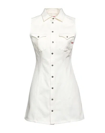 Diesel Woman Short Dress White Size Xl Cotton