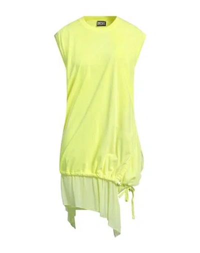 Diesel Woman Mini Dress Yellow Size S Cotton, Viscose In Yellow