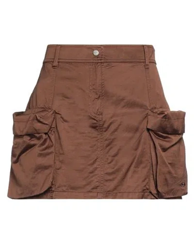 Diesel Woman Mini Skirt Brown Size 6 Cotton, Viscose